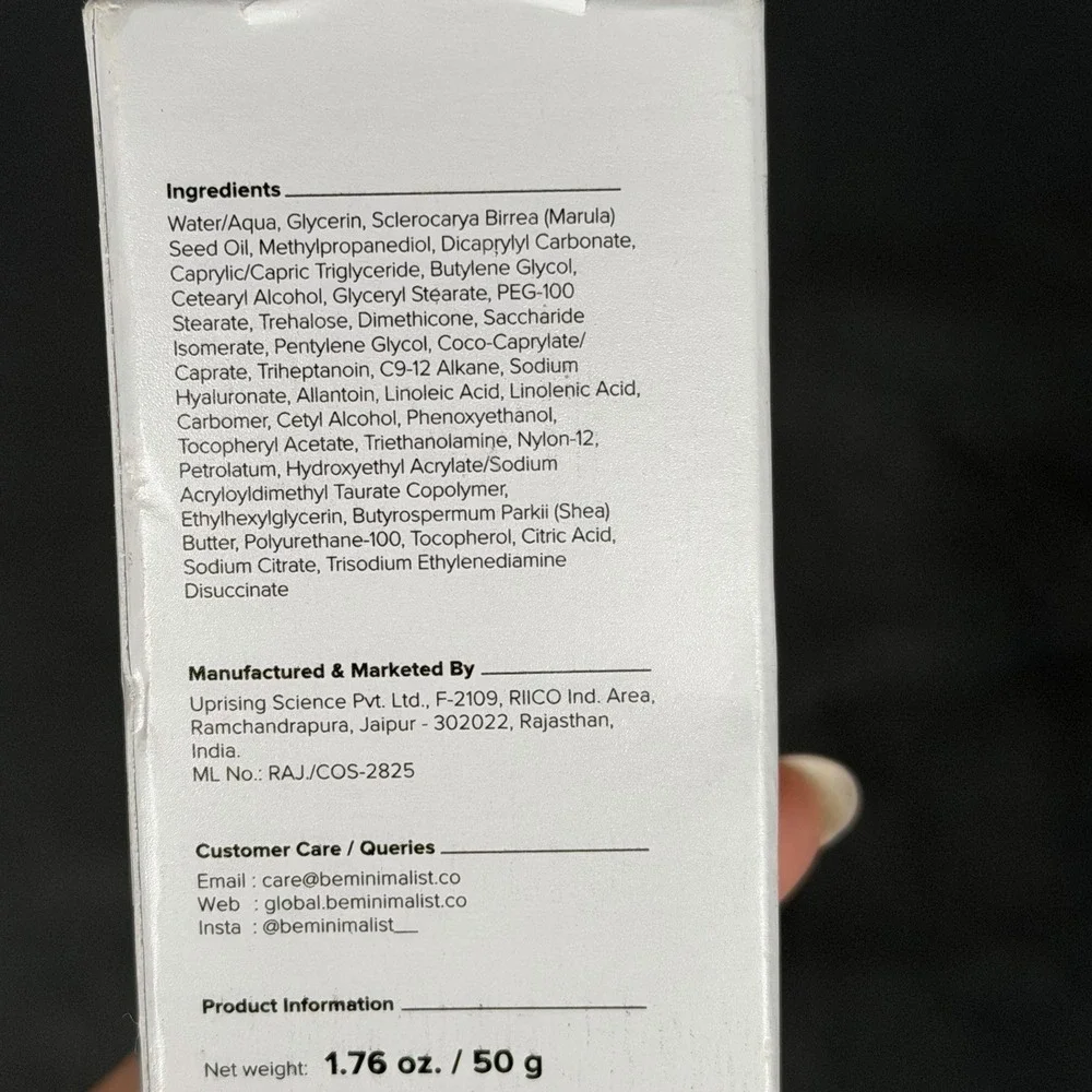 Minimalist Marula Oil 5% Moisturizer 50g Hyaluronic Acid Vitamin E New Boxed